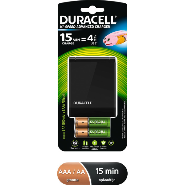 Duracell CEF27 Battery Charger + 2X AA And + 2X AAA