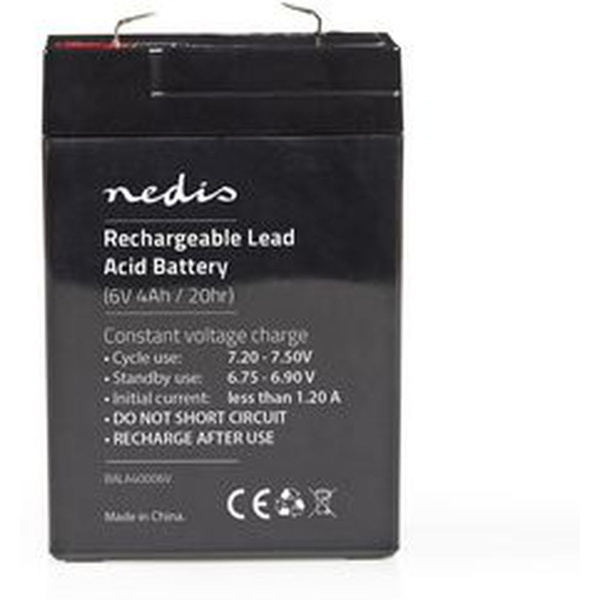 Nedis Rechargeable Loodzuuraccu 6V 4000mAh 70 X 47 X 101mm