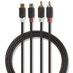Nedis Stereo Audio Cable 2X RCA M - 2X RCA F 2.0m GY