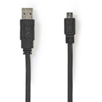 Nedis Flat USB 2.0-CABLE A M-Micro-B M 1.0m BK