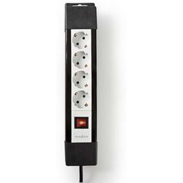 Nedis Power Strip Beveiligd Contact 4-WEG 3.00m BK/WH
