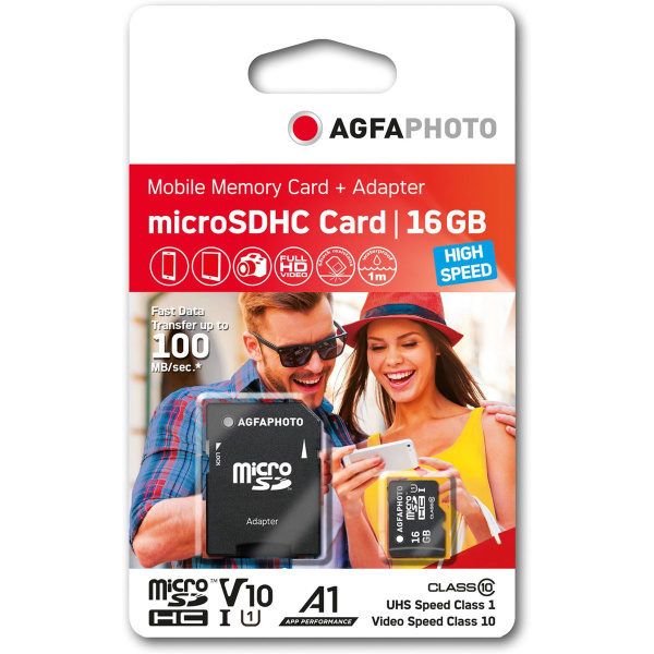 Agfa Photo Mobile MicroSDHC 16 GB High Speed UHS-I U1 V10 A1