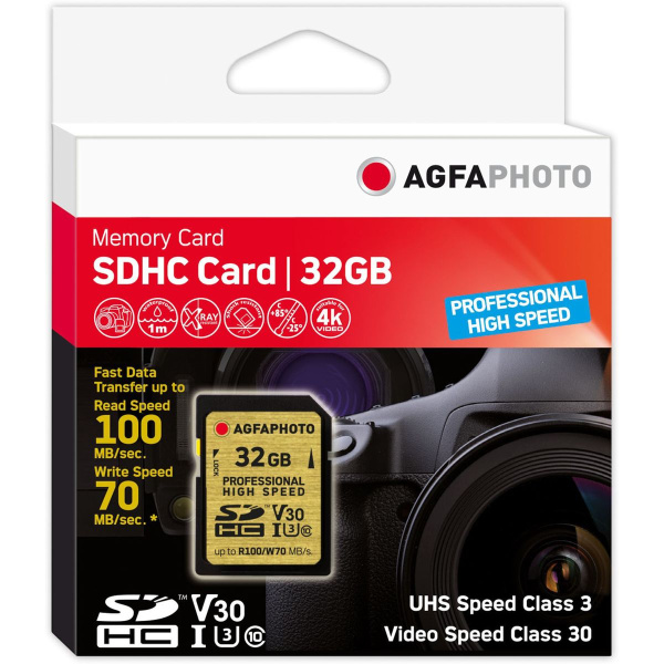 Agfa Photo SDHC 32GB Professional High Speed UHS-I U3 V30