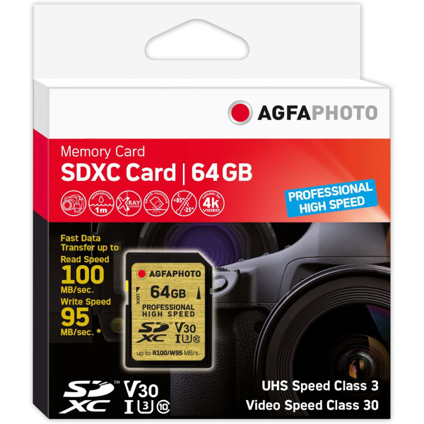Agfa Photo SDXC 64GB Professional High Speed UHS-I U3 V30