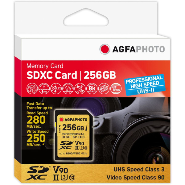 Agfa Photo SDXC 256GB UHS-II U3 V90 Pro HS 250/280