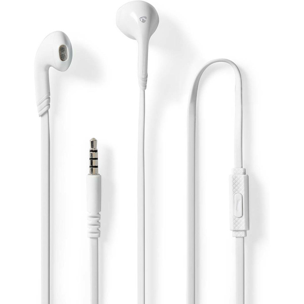 Nedis Bedrade Headphone 3.5 mm Kabellengte: 1.20 M Built-In Microphone White