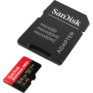 SanDisk Extreme Pro MicroSDXC 64GB+SD Adapter A2 - Image 3