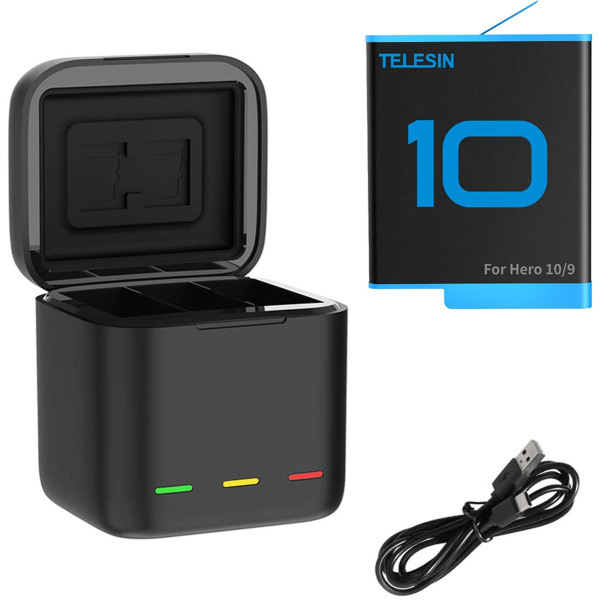 Telesin Triple Battery Charger Box + 1 GoPro 9/10/11/12 Battery
