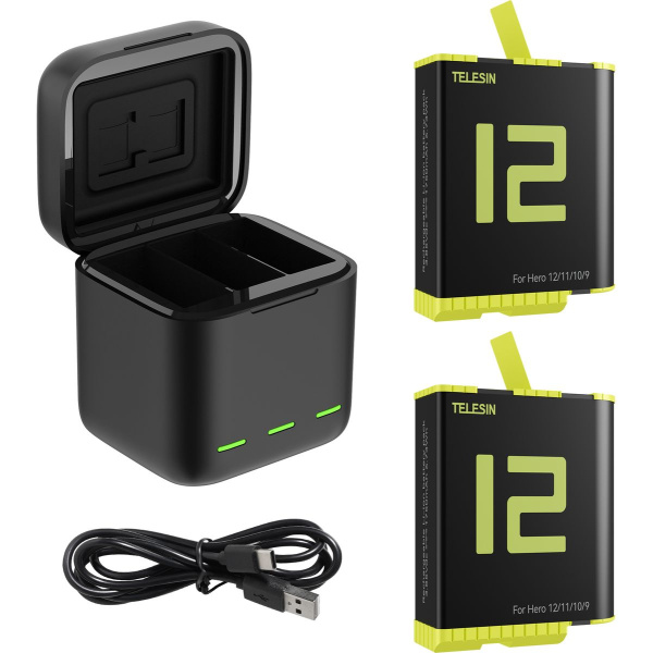 Telesin Triple Battery Charger Box +2x Battery GoPro 9/10/11/12