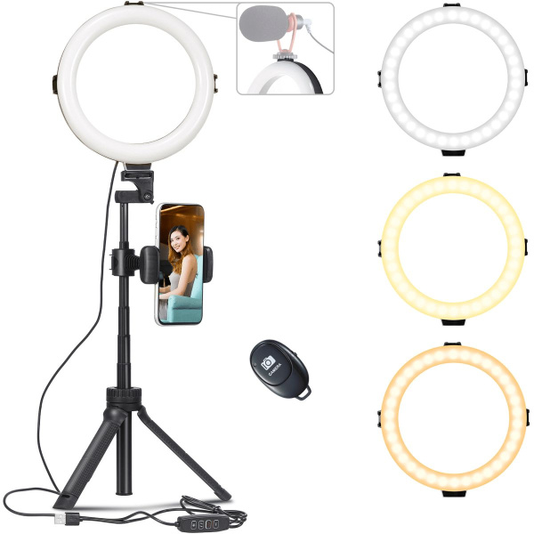 VIJIM Ring Lamp w/ Tripod Phone Holder And Remote