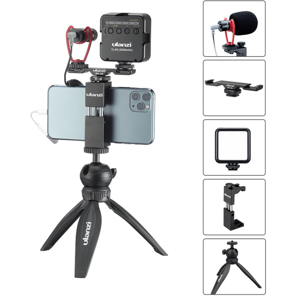 Ulanzi Smartphone Vlog Kit Extra Tripod + Holder + LED+ Mic
