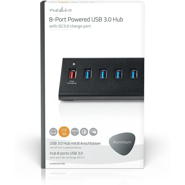 Nedis USB-Hub | 8-Port | QC3.0 / USB 3.2 | 5 GBPS | 8X USB