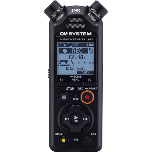 OM SYSTEM LS-P5 Linear PCM Recorder w/ Rechargeable NiMH Batteries And USB Cable