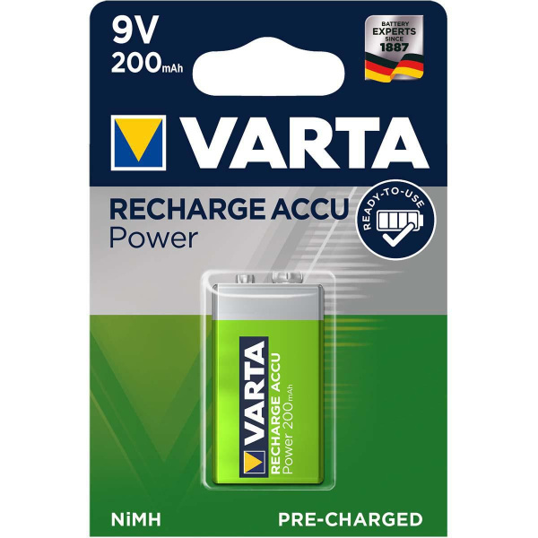 Varta Rechargeable Recharge Battery Power 9V 200mAh Blister 1