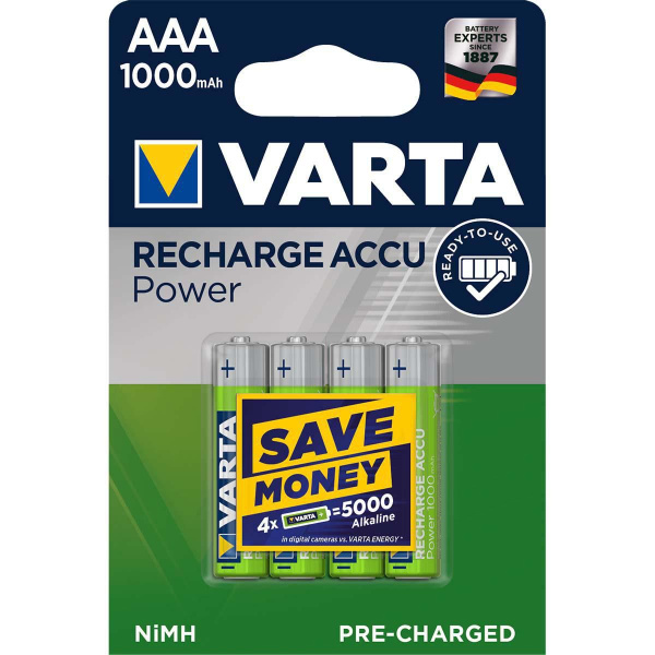 Varta Rechargeable NiMH Battery AAA 1.2 V 1000 mAh 4-BLISTER