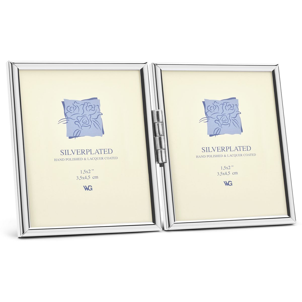 Weisz Frame Silver Plated Half Round Narrow Diptych Pasport Photo