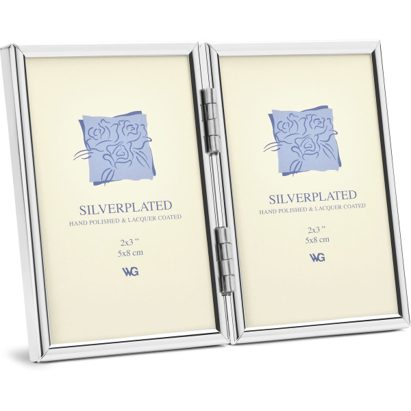Weisz Frame Silver Plated Half Round Narrow Diptych 5x8cm