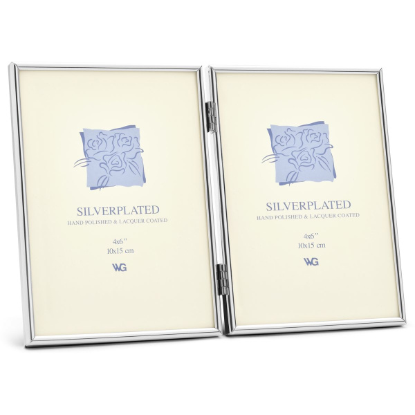 Weisz Frame Silver Plated Half Round Narrow Diptych 10x15cm