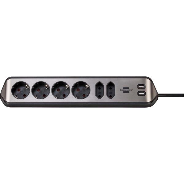 Brennenstuhl Estilo 6-Fold Angle-Power Outlet Strip w/ High-Quality RVS-Surface