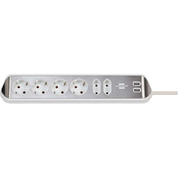 Brennenstuhl Estilo 6-Fold Angle-Power Outlet Strip w/ High-Quality RVS-Surface