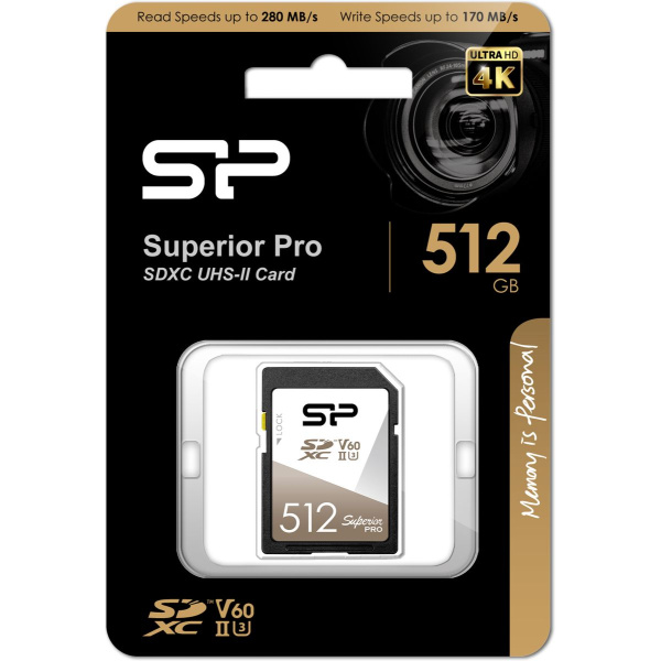 Silicon Power SDXC Card Superior Pro Class 10 UHS-2 U3 V60 512GB