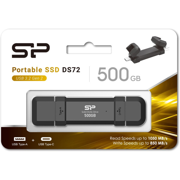 Silicon Power DS72 SSD Stick 500GB USB 3.2 Gen 2 Type-A &amp; Type-C