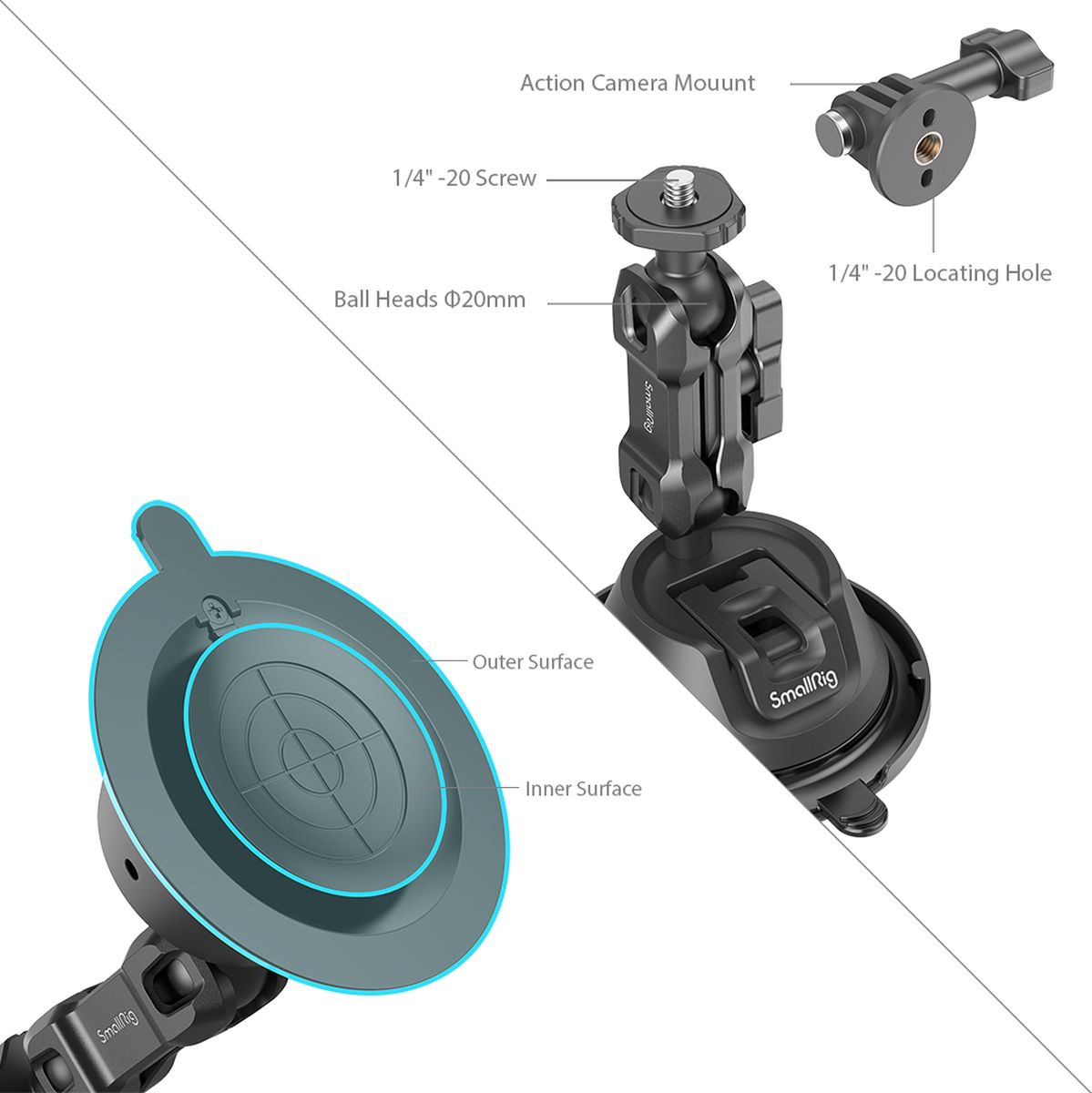 SmallRig 4193 Portable Suction Cup Mount Support For Action Cameras SC-1K - Image 3