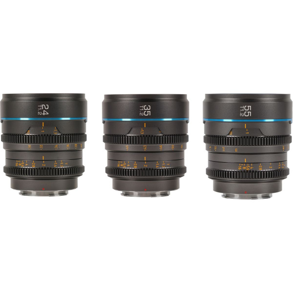 Sirui Nightwalker 24 35+55mm T1.2 S35 MF Cine Lens Bundle X-Mount Gun Grey