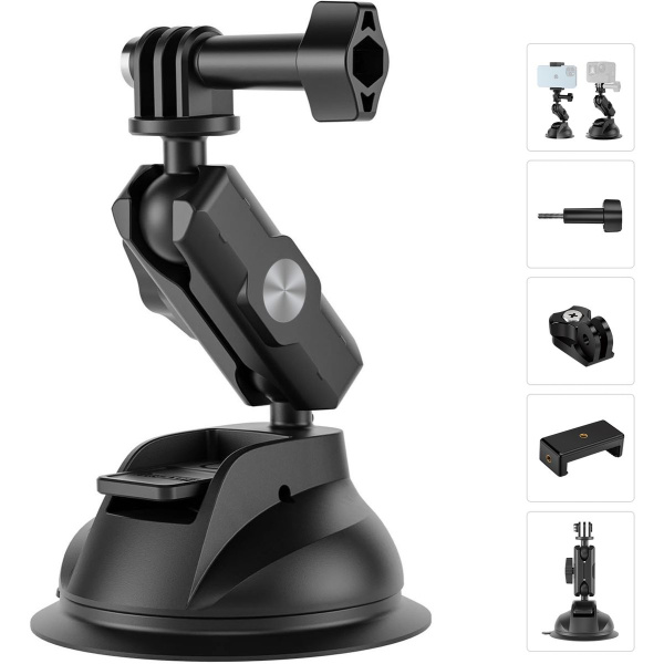 Telesin Adjustable Suction Cup For GoPro / Smartphone Plastic.