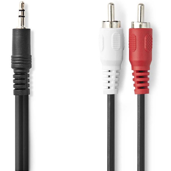 Nedis StereoAudio Cable 3.5 mm Male 2X RCA Male Nickled 15 M Round Black Label