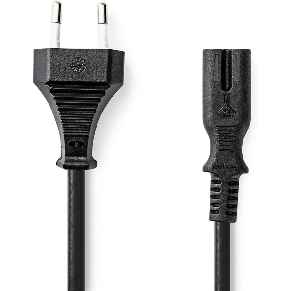 Nedis Power Cord Euro Male IEC-320-C7 Straight Nickled 2.00 M Plat PVC Black