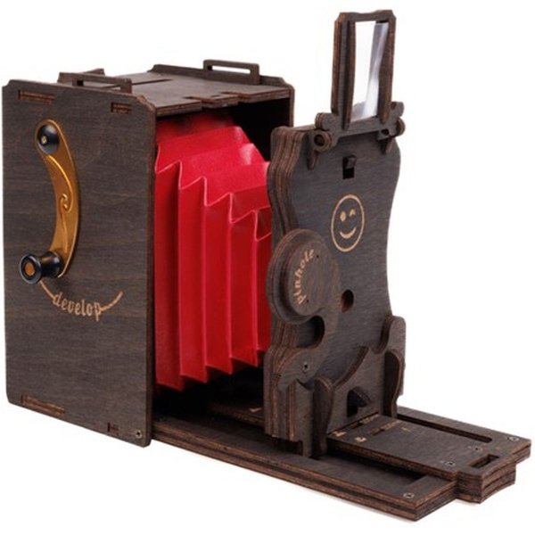 JollyLook Pinhole Mini Instant Film Camera Wood Dark Bru