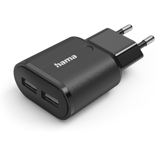 Hama Charger 2X USB-A 12 W Black