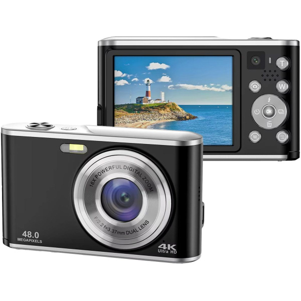 Pora&Co Digital Camera 4K - Inclusief Memory Card - Black