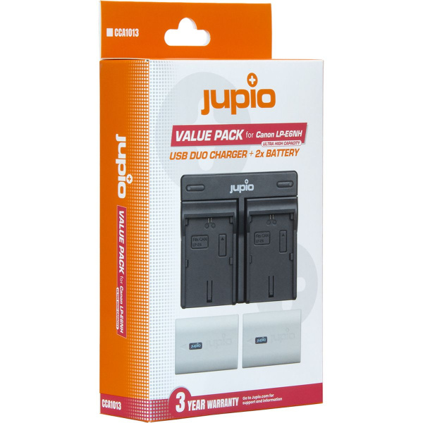 Jupio Value Pack: 2X Battery LP-E6NH Ultra 2600mAh + USB Dual Charger