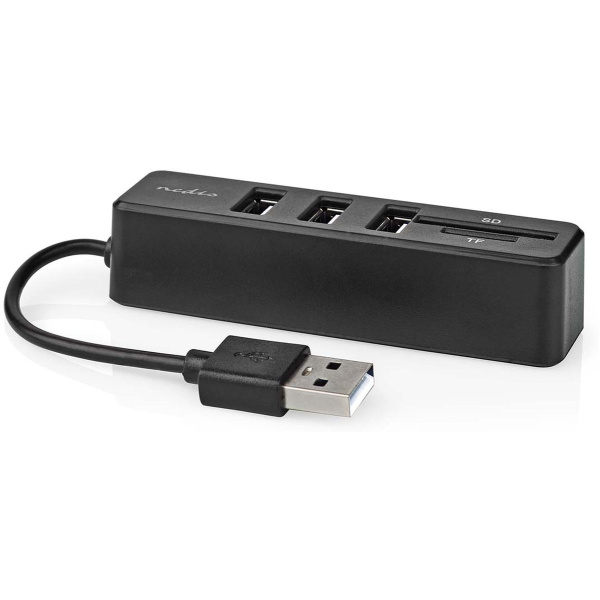 Nedis USB-Hub | 1X USB-A | 3X USB A Female | USB 2.0 | USB Powered| SD &amp; MicroSD