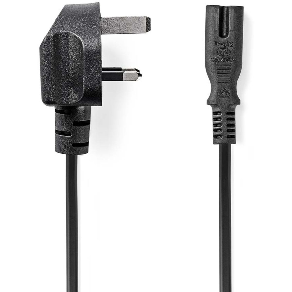 Nedis UK-Power Cable | UK Male | IEC-320-C7 | 2.00 M | Round | Type-G | Black
