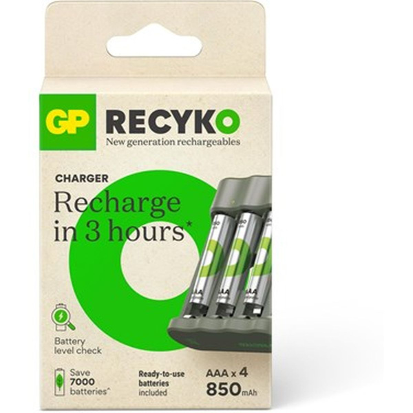 GP USB Battery Charger B441 w/ 4 X ReCyko AAA 850 mAh