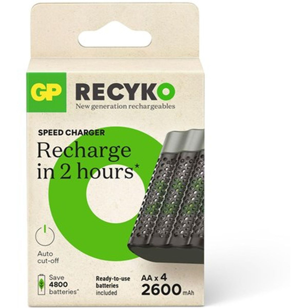 GP USB Battery Charger M451 w/ 4 X ReCyko AA 2600 mAh
