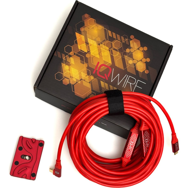 IQwire 10m USB C To C Right Angle 10G Red