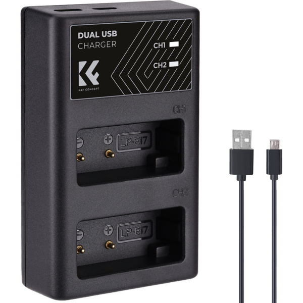 K&F Concept Dual Battery-Charger For LP-E17 w/ USB-C