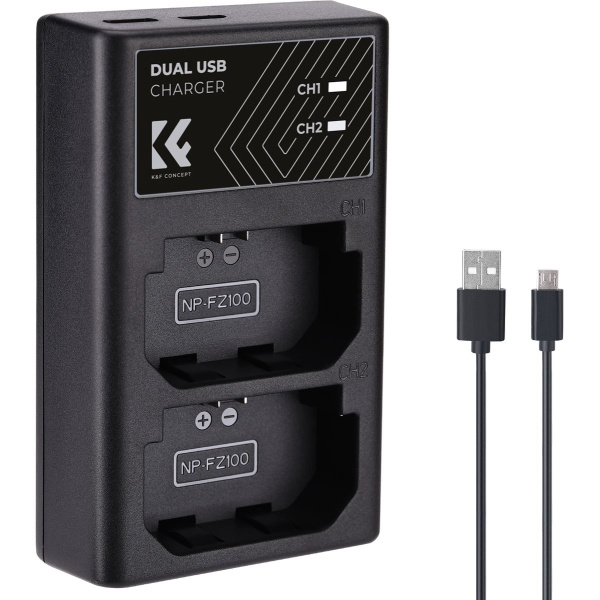 K&F Concept Dual Battery-Charger For NP-FZ100 w/ USB-C