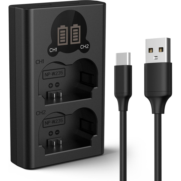 K&F Concept NP-W235 Dual Battery-Charger USB-C w/ Display