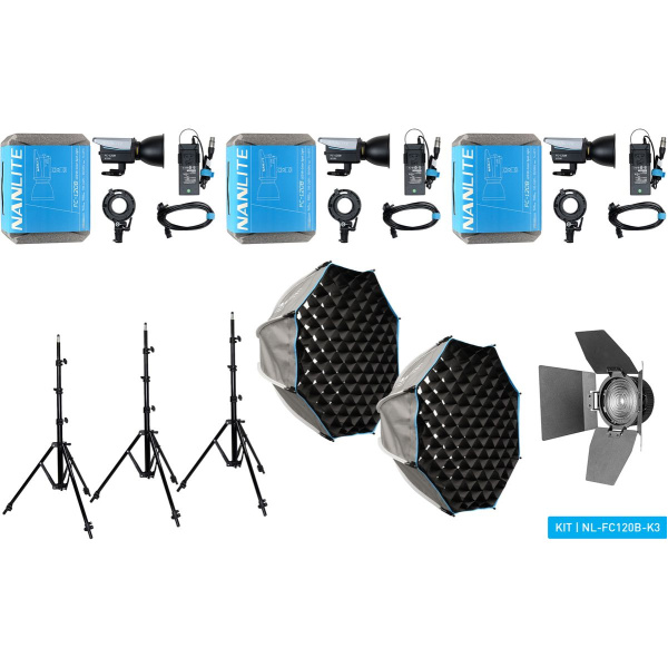 Nanlite FC-120B LED Bi-Colour Spot Light Tripple Kit