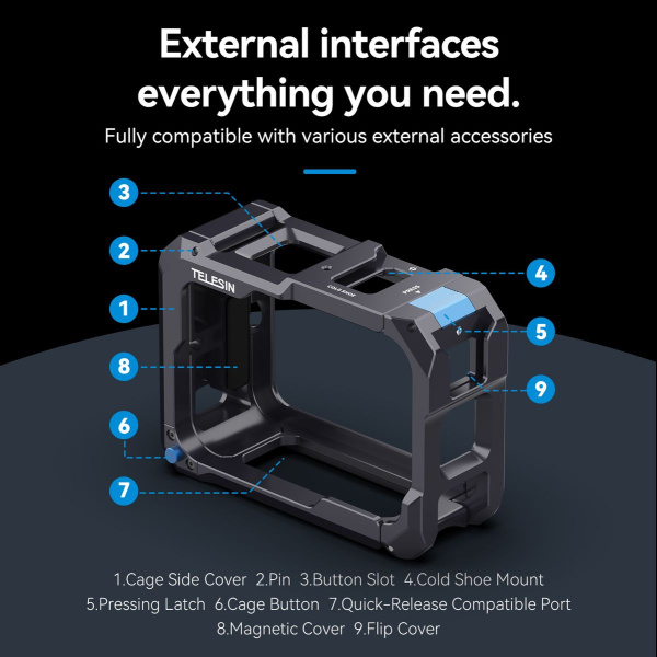 Telesin Metal Housing GoPro Hero 13 (magnetic Charging)